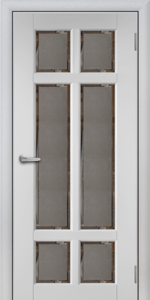 Дверь из массива Реал Эмаль белая Стекло с фацетом - фото 1